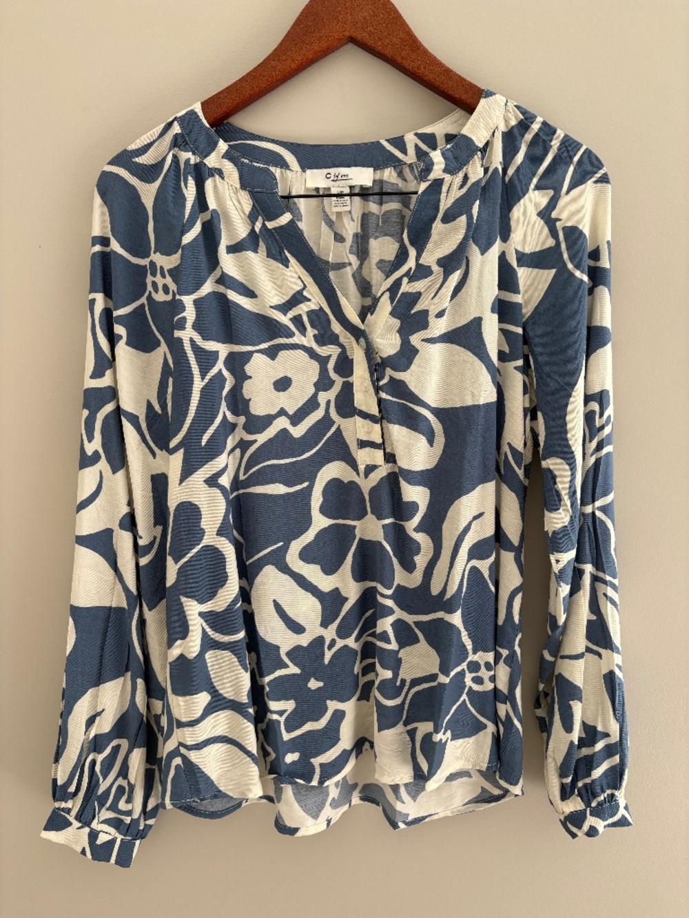 C by One blue and white blouse, size small.